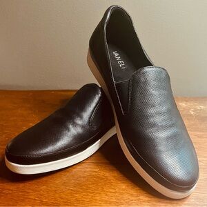 Vaneli Black Leather Loafers Sleek Slip-On Shoes 9N